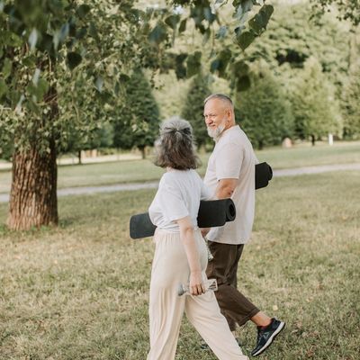 Yoga mat and a bottle of water.